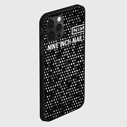 Чехол для iPhone 12 Pro Max Nine Inch Nails glitch на темном фоне посередине, цвет: 3D-черный — фото 2