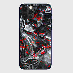 Чехол для iPhone 12 Pro Max Красные узоры, цвет: 3D-черный
