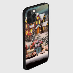 Чехол для iPhone 12 Pro Max Объемные новогодние домики, цвет: 3D-черный — фото 2