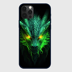 Чехол для iPhone 12 Pro Max Светящийся зеленый дракон 2024, цвет: 3D-черный