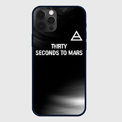 Чехол для iPhone 12 Pro Max Thirty Seconds to Mars glitch на темном фоне посер, цвет: 3D-черный