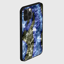 Чехол для iPhone 12 Pro Max Абстракция - гранж синие полосы на сером, цвет: 3D-черный — фото 2