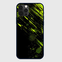 Чехол iPhone 12 Pro Max Зеленая краска на черном фоне
