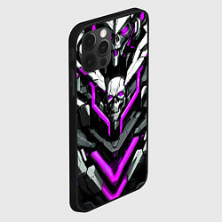 Чехол для iPhone 12 Pro Max Фиолетовый скелетный киберпанк доспех, цвет: 3D-черный — фото 2
