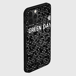 Чехол для iPhone 12 Pro Max Green Day glitch на темном фоне посередине, цвет: 3D-черный — фото 2