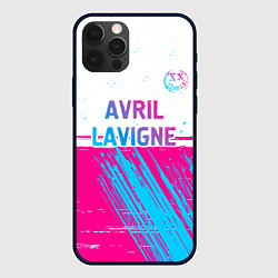 Чехол iPhone 12 Pro Max Avril Lavigne neon gradient style посередине