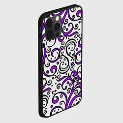 Чехол для iPhone 12 Pro Max Фиолетовые кружевные узоры, цвет: 3D-черный — фото 2