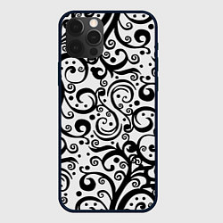 Чехол для iPhone 12 Pro Max Чёрный кружевной узор, цвет: 3D-черный