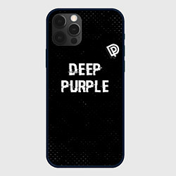 Чехол iPhone 12 Pro Max Deep Purple glitch на темном фоне посередине