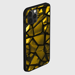 Чехол для iPhone 12 Pro Max Золотые хромированные осколки, цвет: 3D-черный — фото 2