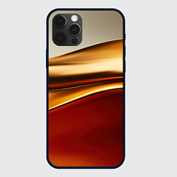 Чехол для iPhone 12 Pro Max Бежевые и золотистые волны, цвет: 3D-черный