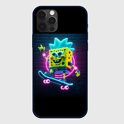 Чехол для iPhone 12 Pro Max Sponge Bob on a skateboard, цвет: 3D-черный