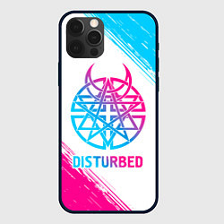 Чехол для iPhone 12 Pro Max Disturbed neon gradient style, цвет: 3D-черный