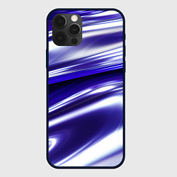 Чехол для iPhone 12 Pro Max Белая синяя абстракция волнами, цвет: 3D-черный
