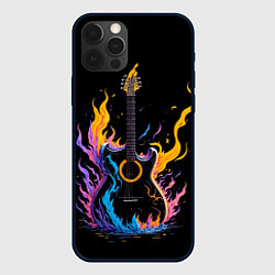 Чехол iPhone 12 Pro Max Гитара в неоновом огне