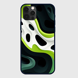 Чехол iPhone 12 Pro Max Белая вязкая текстура на зеленой