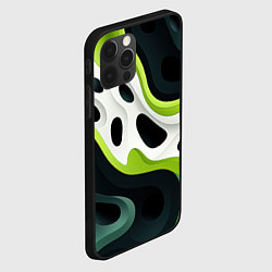 Чехол для iPhone 12 Pro Max Белая вязкая текстура на зеленой, цвет: 3D-черный — фото 2