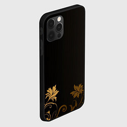 Чехол для iPhone 12 Pro Max Золотые узоры объемные на черном фоне, цвет: 3D-черный — фото 2