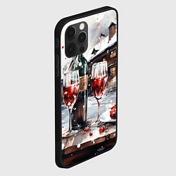 Чехол для iPhone 12 Pro Max Новогодние напитки на фоне зимнего пейзажа, цвет: 3D-черный — фото 2