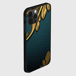 Чехол для iPhone 12 Pro Max Золотистые листочки абстракт, цвет: 3D-черный — фото 2