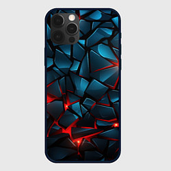 Чехол для iPhone 12 Pro Max Синие плиты с красным разломом, цвет: 3D-черный