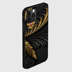 Чехол для iPhone 12 Pro Max Герб России черный и золотой фон, цвет: 3D-черный — фото 2