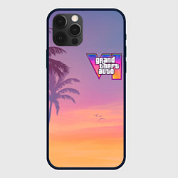 Чехол iPhone 12 Pro Max Gta 6 пальмы и птицы