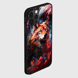 Чехол для iPhone 12 Pro Max Красный волк в брызгах краски, цвет: 3D-черный — фото 2