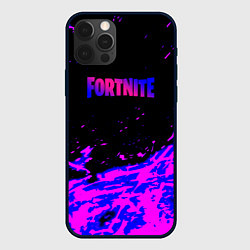 Чехол iPhone 12 Pro Max Fortnite neon logo steel