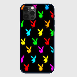 Чехол iPhone 12 Pro Max Playboy pattern неон