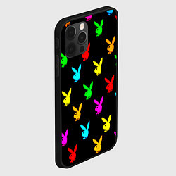 Чехол для iPhone 12 Pro Max Playboy pattern неон, цвет: 3D-черный — фото 2