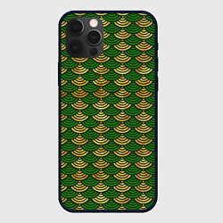 Чехол iPhone 12 Pro Max Зелёно-золотая чешуя