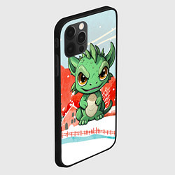 Чехол для iPhone 12 Pro Max Зеленый маленький дракон, цвет: 3D-черный — фото 2