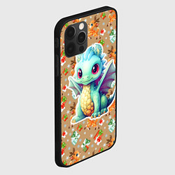 Чехол для iPhone 12 Pro Max Маленький синий дракон на фоне оленей, цвет: 3D-черный — фото 2