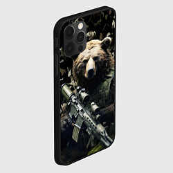 Чехол для iPhone 12 Pro Max Медведь солдат с винтовкой, цвет: 3D-черный — фото 2