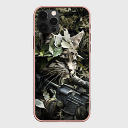 Чехол iPhone 12 Pro Max Кот снайпер в камуфляже