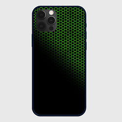 Чехол iPhone 12 Pro Max Неоновые соты чёрный