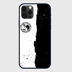 Чехол iPhone 12 Pro Max Ведьмак лого черно белые