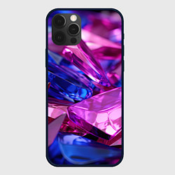 Чехол для iPhone 12 Pro Max Розовые и синие битые стекла, цвет: 3D-черный
