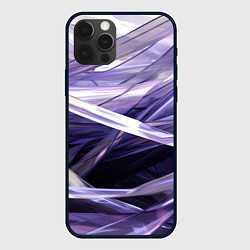 Чехол для iPhone 12 Pro Max Фиолетовые прозрачные полосы, цвет: 3D-черный