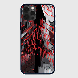 Чехол iPhone 12 Pro Max Металл и красные линии