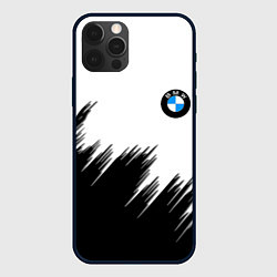 Чехол iPhone 12 Pro Max BMW чёрные штрихи текстура