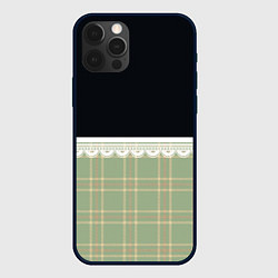 Чехол для iPhone 12 Pro Max Клетка и рюши в салатовом цвете, цвет: 3D-черный