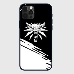 Чехол iPhone 12 Pro Max Ведьмак лого белое линии