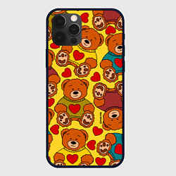 Чехол для iPhone 12 Pro Max Игрушечные мишки и сердечки, цвет: 3D-черный