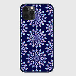 Чехол iPhone 12 Pro Max Криптовалюта Эфириум паттерн по кругу на синем