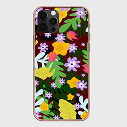 Чехол для iPhone 12 Pro Max Гавайская цветочная расцветка, цвет: 3D-светло-розовый