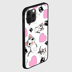 Чехол для iPhone 12 Pro Max Влюблённый котик аниме и сердечки, цвет: 3D-черный — фото 2