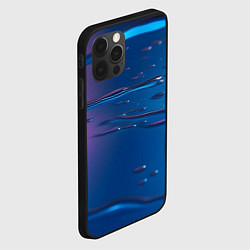 Чехол для iPhone 12 Pro Max Неоновая поверхность синяя с каплями воды, цвет: 3D-черный — фото 2