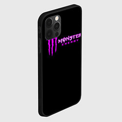 Чехол для iPhone 12 Pro Max Monster energy фиолетовый логотип, цвет: 3D-черный — фото 2